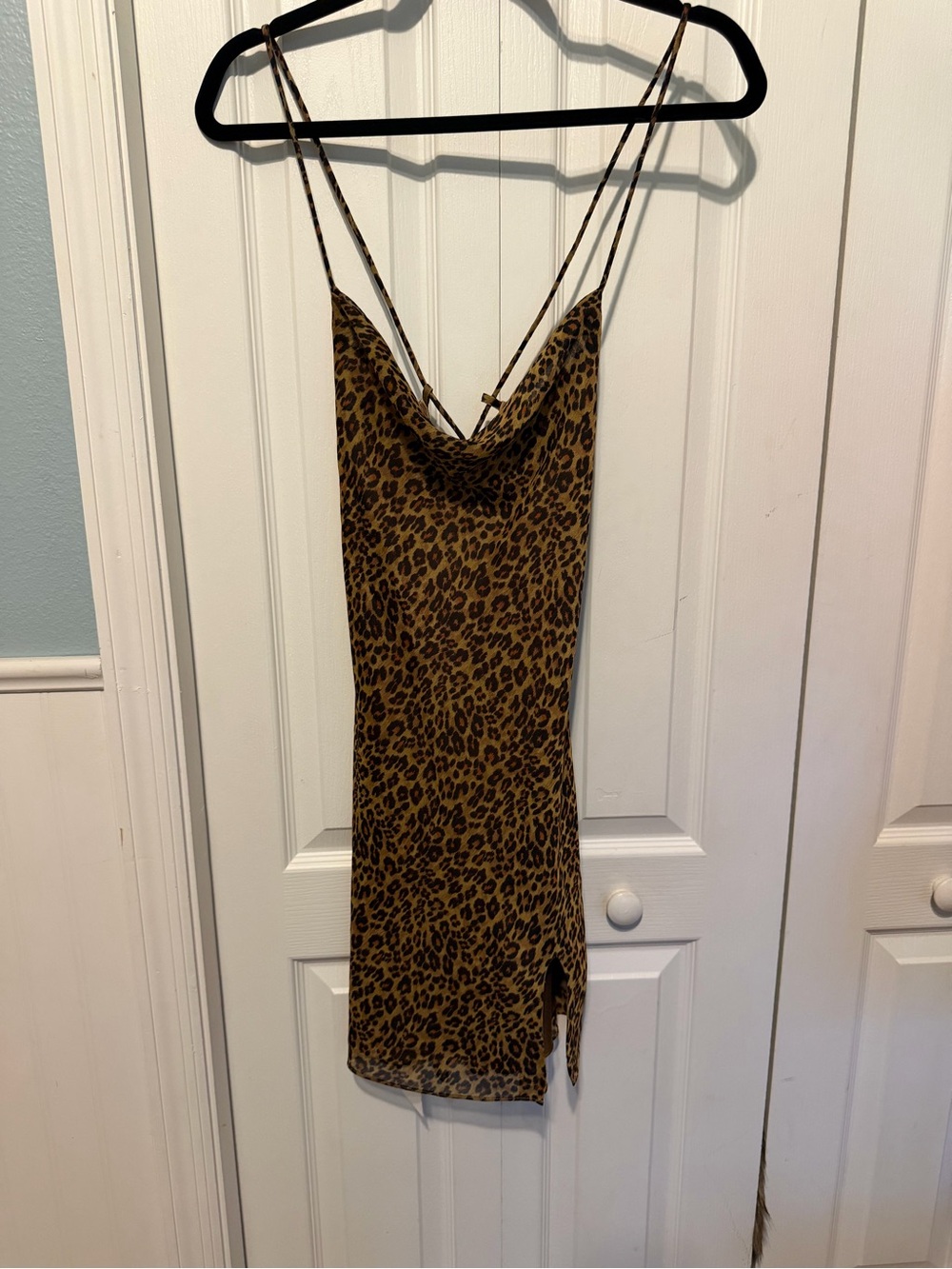 STAUD Leopard Print Cowl Slip Dress - Brown & Black